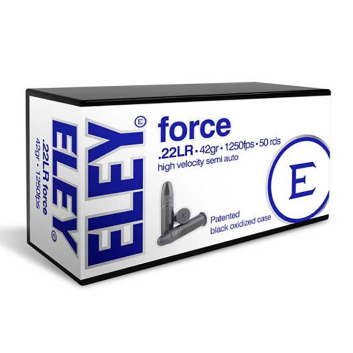 ELEY FORCE - Black Oxide Case - RN, 42g., 1,250 fps., Cal. 22lr
