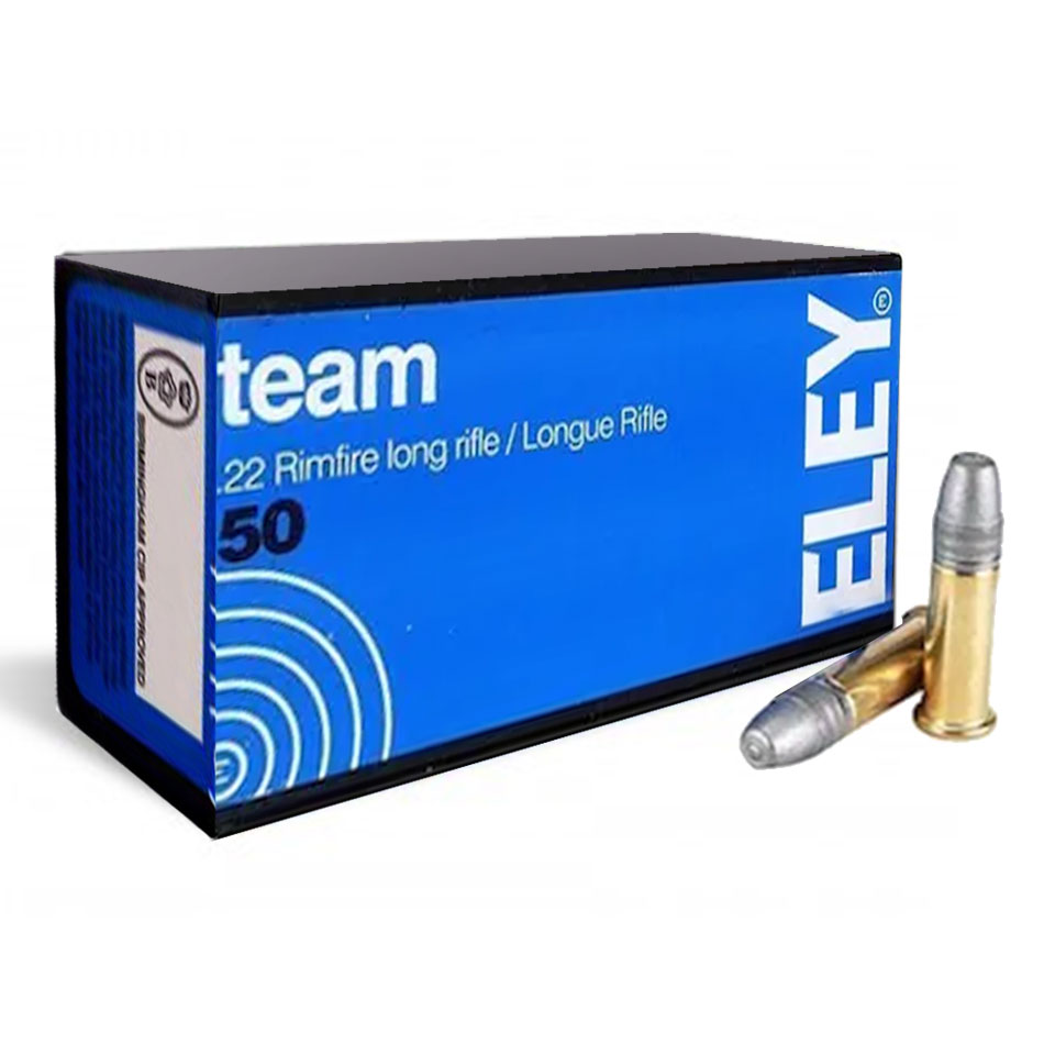 ELEY TEAM Cal 22LR Flat Nose 40grs Vel 1 085 Ft sec Discipline ELEY TEAM Cal 22LR Flat Nose 40grs Vel 1 085 Ft sec Discipline