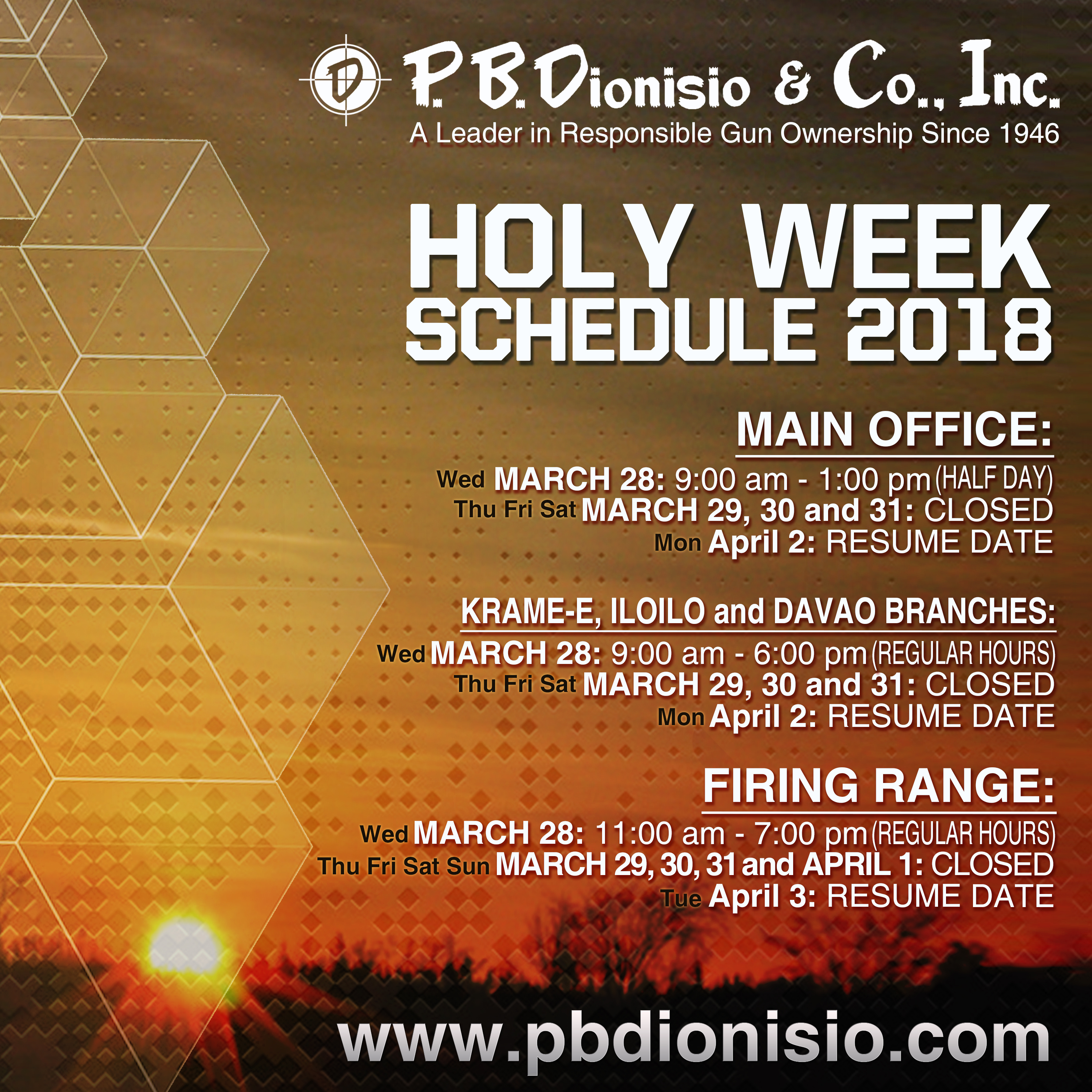 Holy Week Holidays 2018 P B Dionisio And Co