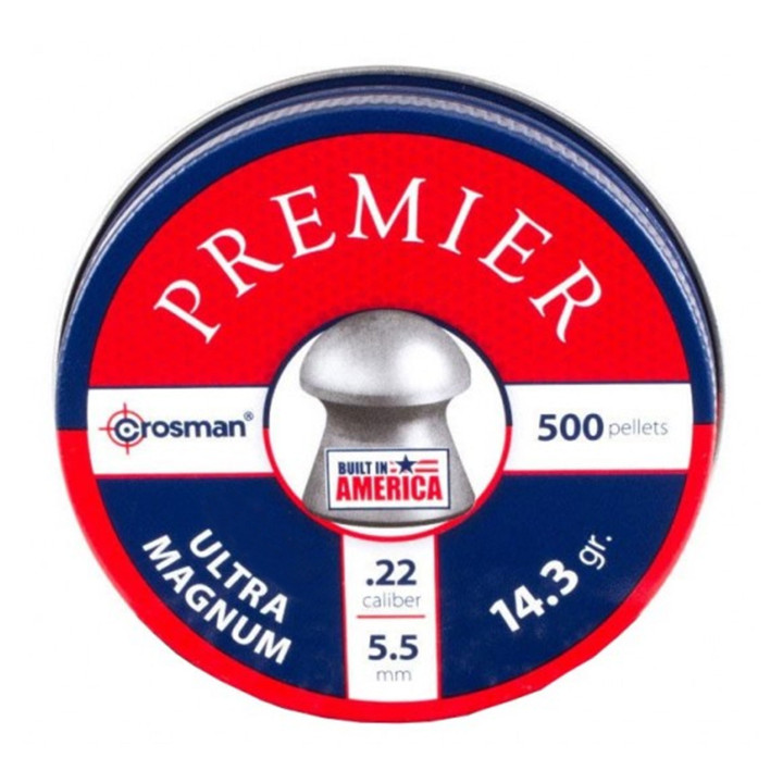 CROSMAN PELLET, Model "LDP22", Domed, 22 Pellets, 14.3gr Premier, (500pellets/tin)