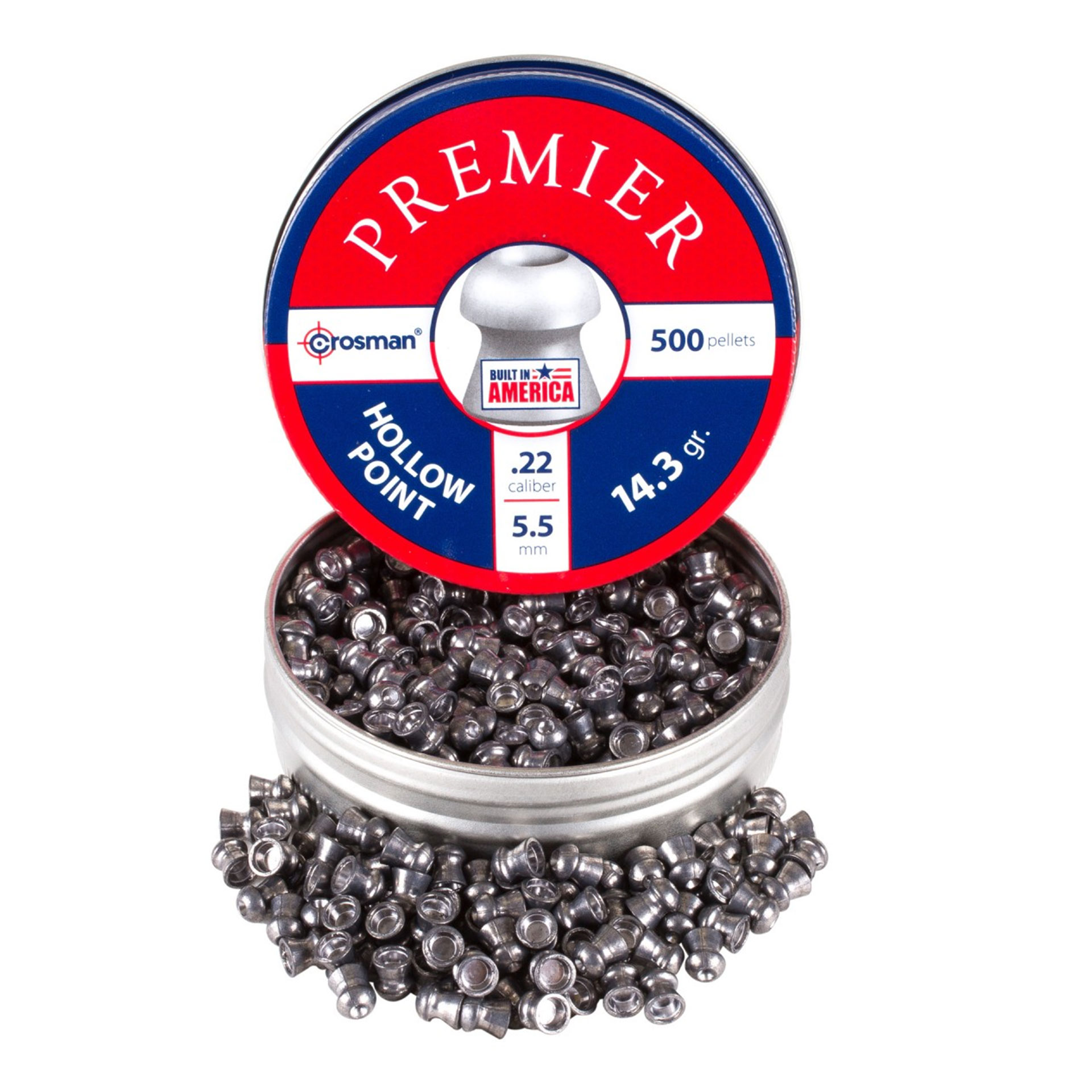 CROSMAN PELLET, Model "LHP22", Cal. 22Pellet, Hollow Point Pellets, 14.3gr. (500/tin)