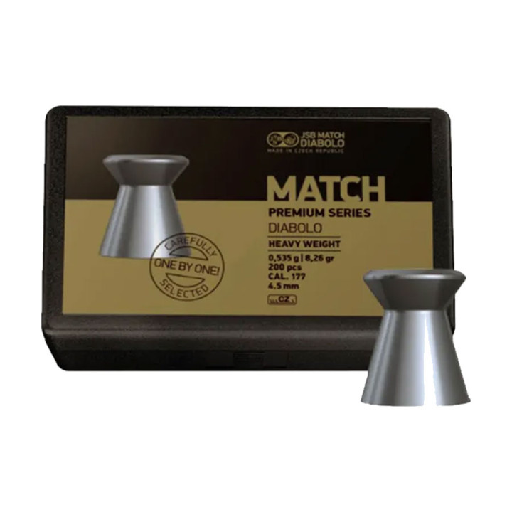 JSB MATCH Airgun Pellet "PREMIUM SERIES DIABOLO", .177cal., 8.26grains /.535grams, 4.5mm, 200/tin #546-1025-200