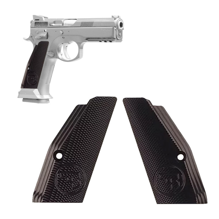 CZ Aluminum GRIPS CZ 75 short, black checker #1091-1182-01