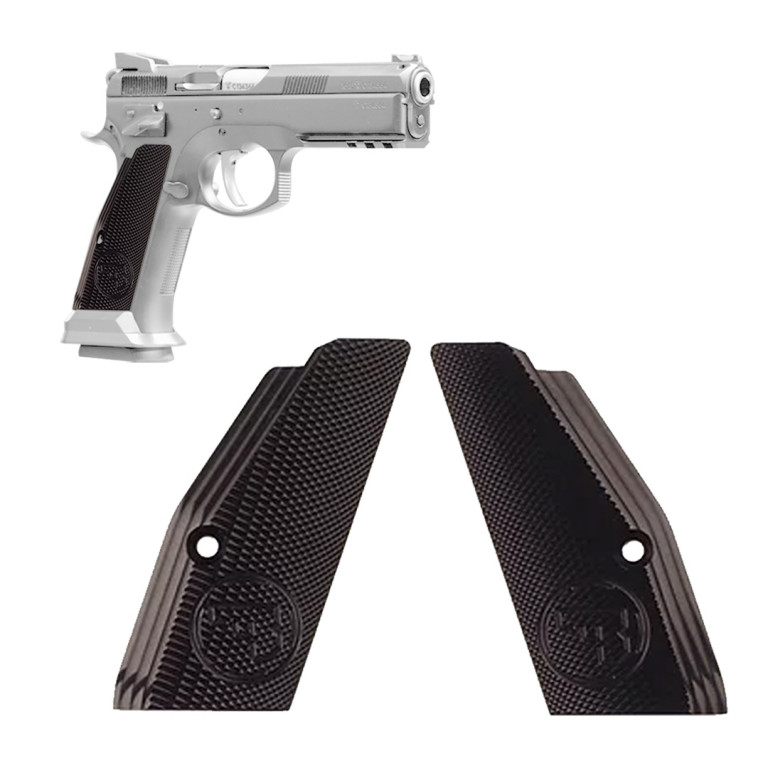 CZ Aluminum GRIPS CZ 75 short, black checker 1091118201 PBDionisioCo