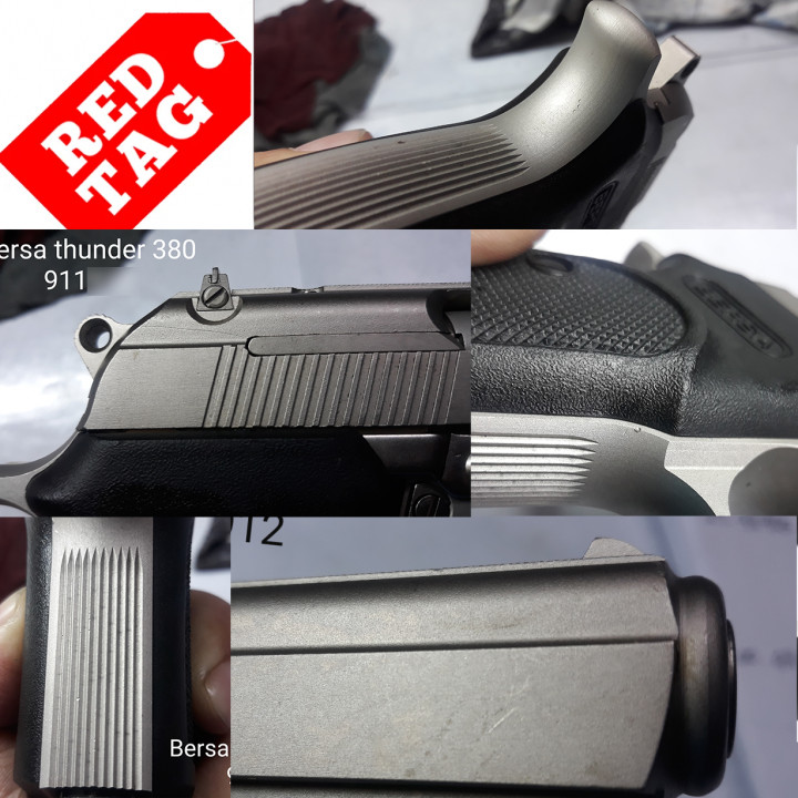 BERSA PISTOL, Thunder, Cal. 380, Nickel, 7rds - Scratches on slide & frame, Black marks on frame, Dent on frame - Complete package