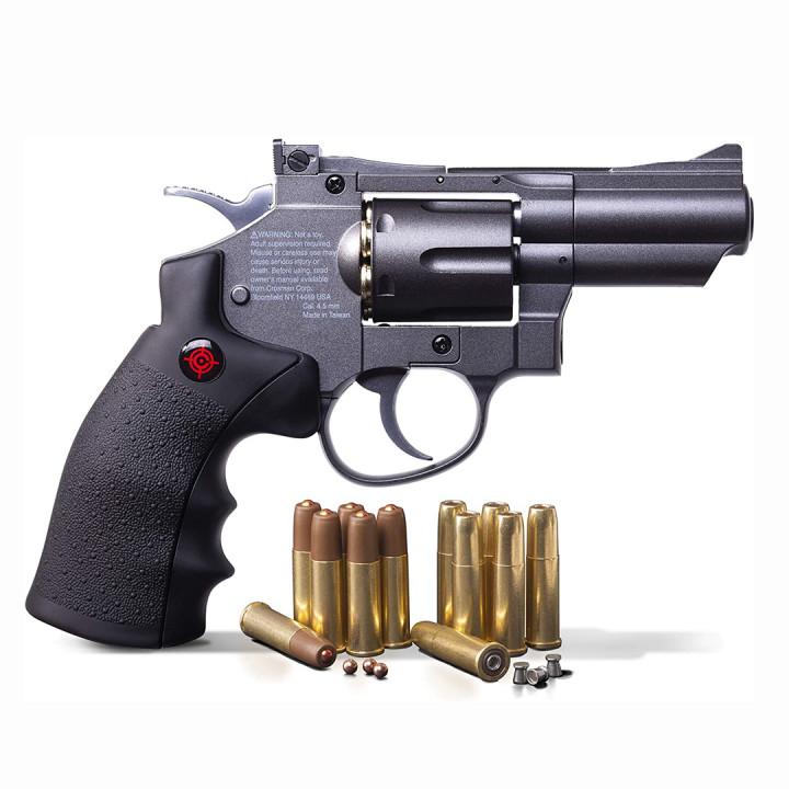 CROSMAN SNR357 (Black/Grey) CO2 Powrd., BB/ Pellet .177, Full Metal Snub Nose Air Revolver