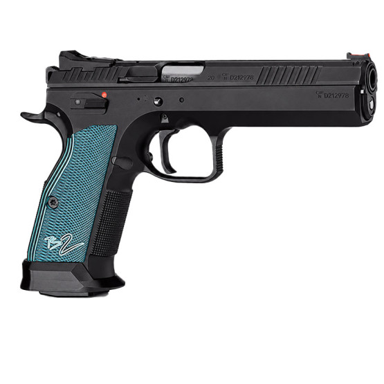 CZ Pistol CZ TS 2 Blue (Duralumin Grip) Cal. 9mm, 20rds., 134mm., Black Polycoat Steel Frame, Fiber Optic Front Sight / Fixed Rear Sight, Safety Notch on the Hammer / Manual safety, Single Action #0474-0711-SJFNAB5