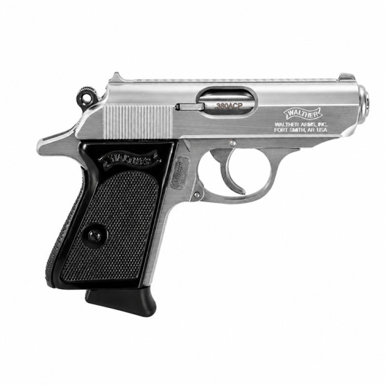 WALTHER Pistol PPK Stainless Cal.380, 6rds., 3.6"bbl., Metal Frame, Fixed Sights, Manual Safety, Semi-automatic SA/DA #4796001