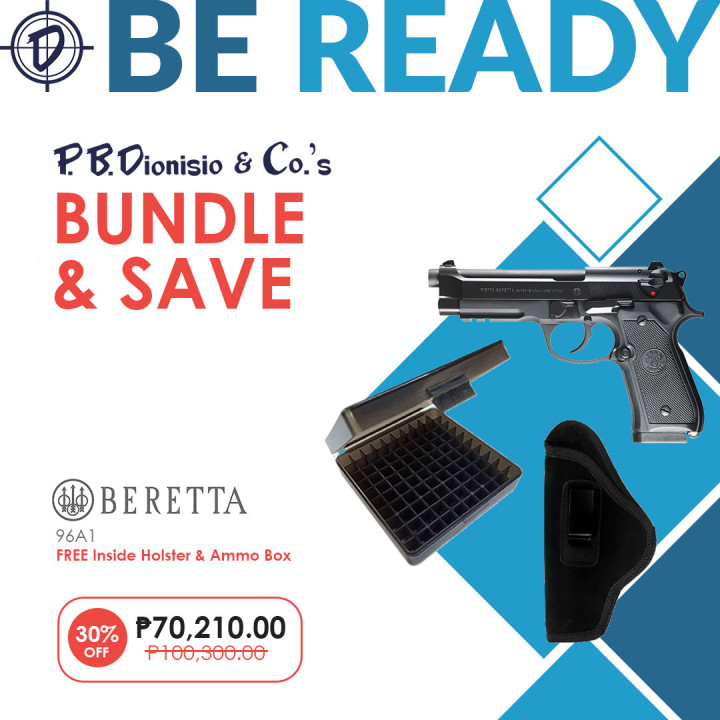 BERETTA Pistol 96A1 Blued, Cal. 40 S&W, 12+1rds., 125mm., Steel Frame, Dovetail-Mounted Front Sight, Ambidextrous / Firing Pin Safety, SA/DA #A5M13111211111