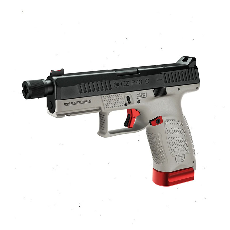 CZ P-10C OR+SR Raptor Red UG Cal.9mm. 15-rds. 122 mm bbl. Polymer Frame Urban Gray , Fiber Optic, Trigger safety / Trigger bar safety / Firing pin block, Striker-Fired.
