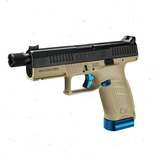 CZ P-10C OR+SR Bravo Blue FDE Cal.9mm. 15-rds. 122 mm bbl. Polymer Frame FDE , Fiber Optic, Trigger safety / Trigger bar safety / Firing pin block, Striker-Fired.