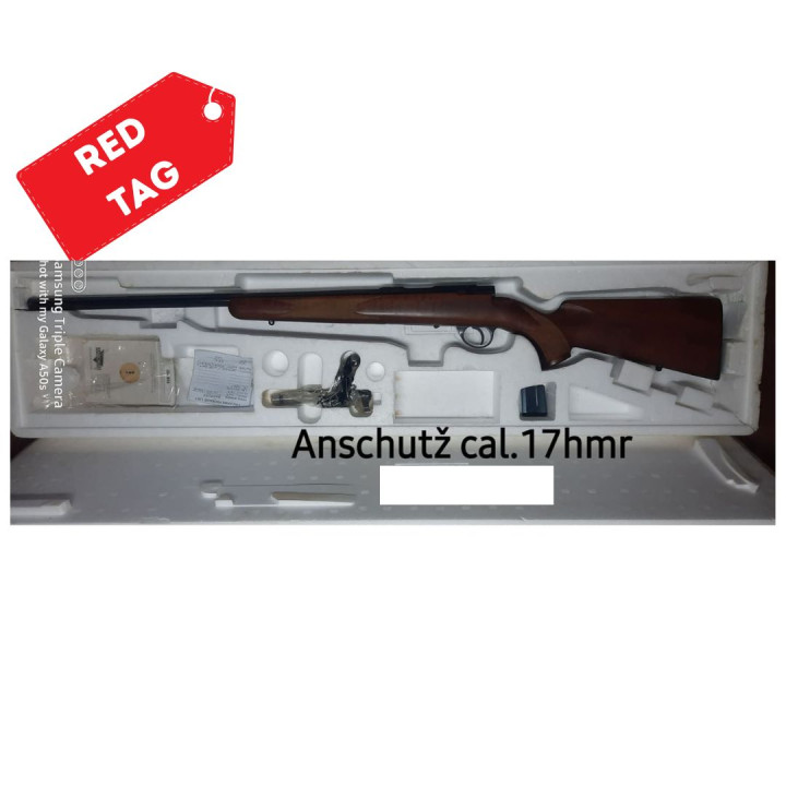 ANSCHUTZ RIFLE, Model "1717DHB",  Cal. 17HMR, Walnut Classic, Heavy Barrel, w/o sight #2ANZ-17HMR-1717DHB *Rust marks on barrel, Dent on Woodstock