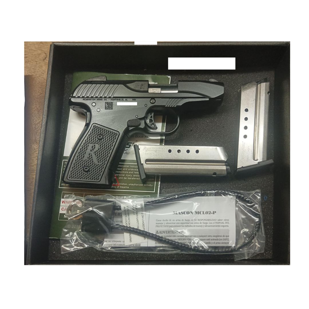 REMINGTON Pistol MODEL "R51 SUBCOMPACT" Cal.9MM, SA, 7+1 rds. Black Anodized Finish, 3.4"bbl., Polymer insert grips. "96430" #0RMN-9MM-R51-96430 *Scratch on frame