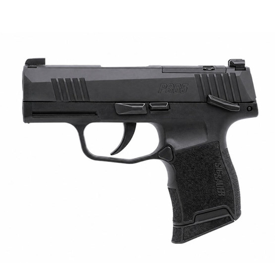 PISTOL SIG SAUER P365, Striker Fired, Cal. 9MM., SemiAutomatic, Optic Ready, Polymer Frame, Sub-Compact, 3.1" barrel, Nitron Finish, Black, XRAY3 Night Sights, 10rds., Manual Thumb Safety