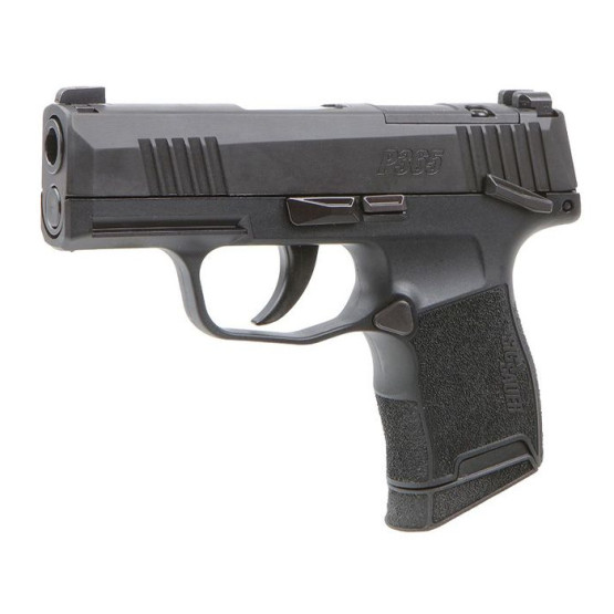 PISTOL SIG SAUER P365, Striker Fired, Cal. 9MM., SemiAutomatic, Optic Ready, Polymer Frame, Sub-Compact, 3.1" barrel, Nitron Finish, Black, XRAY3 Night Sights, 10rds., Manual Thumb Safety