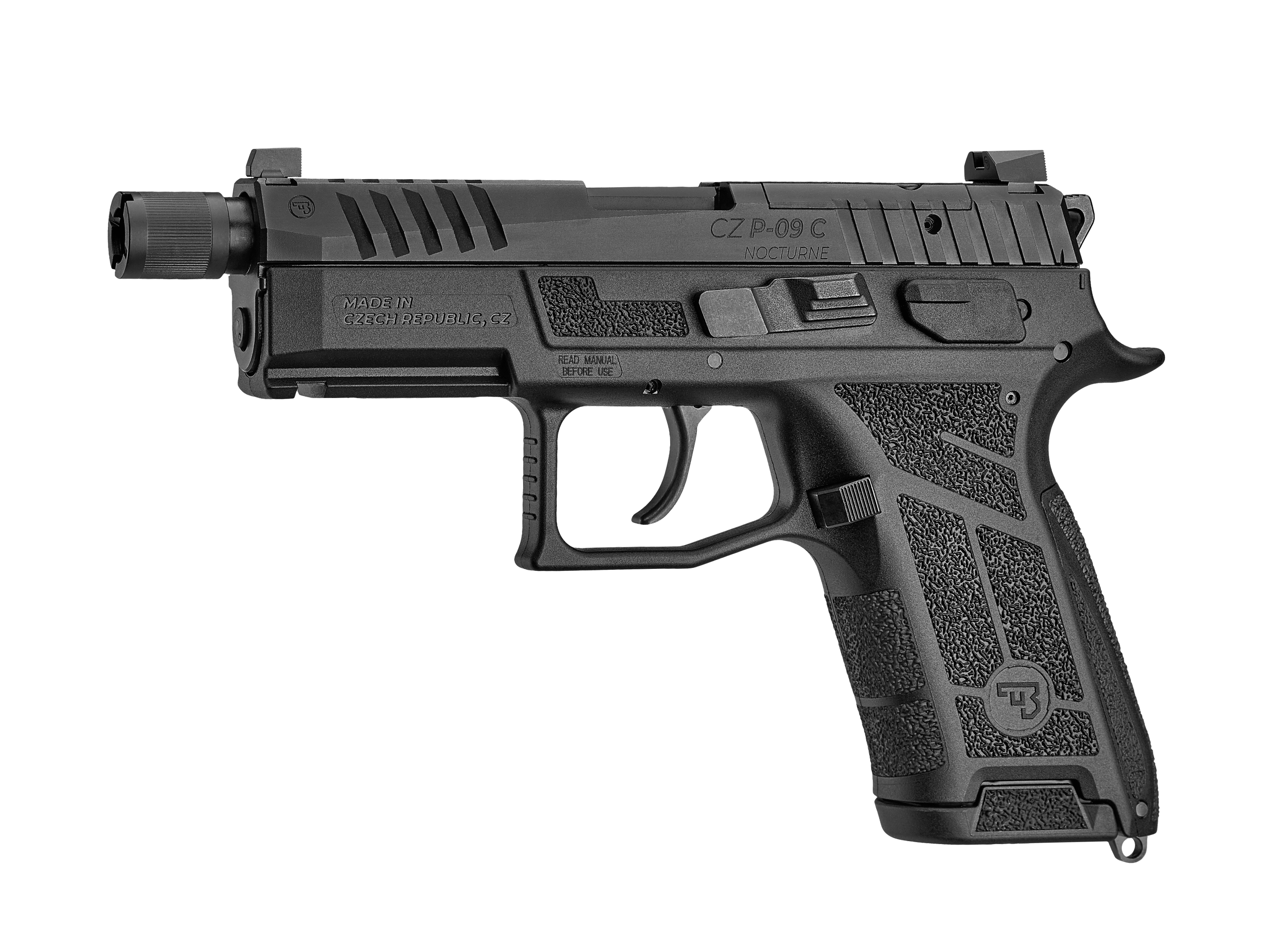 PISTOL CZ Model "P-09 C NOCTURNE SR" Cal.9MM, fiberglass-reinforced polymer frame, 15 rds magazine capacity, Luminescent sight, Tritium sight, #0714-0750-TDRBETX