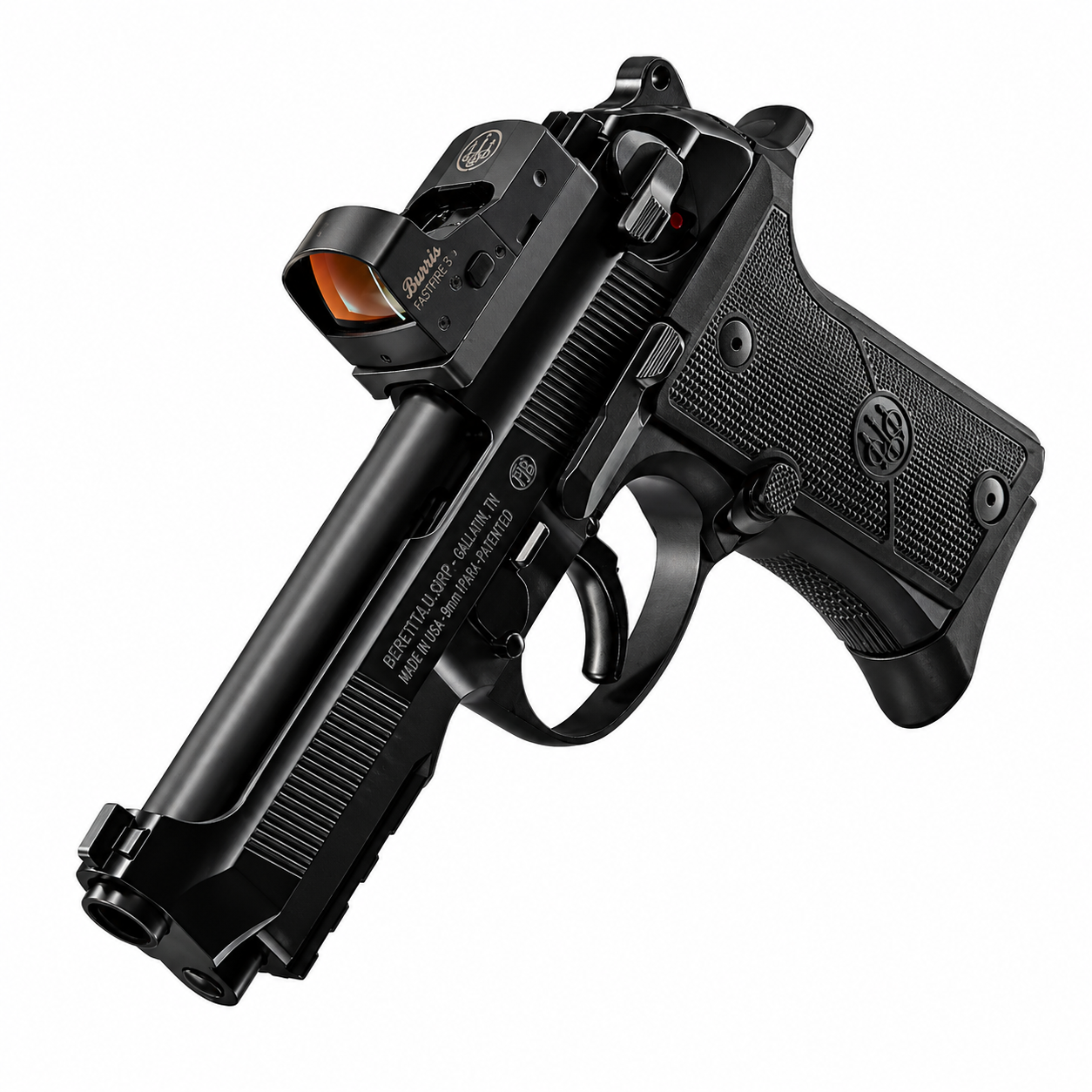 BERETTA Pistol 92X RDO FR COMPACT, Black, Cal.9mm, 15 rds., 108 mm., Aluminum, Black Anodized, Polymer Grip, High Visibility Orange/Black Sights, F- Decocking Safety, DA/SA #J92CR92170 #SPEC0691A - Image 4