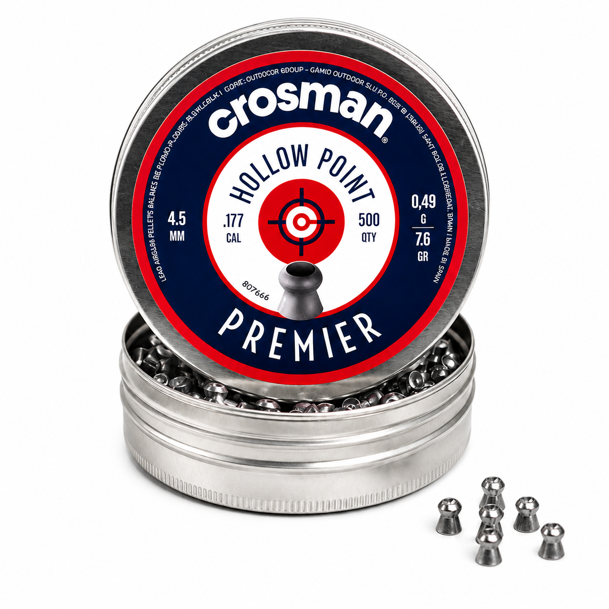 CROSMAN Pellet Model 6-LHP77 Cal. 177 Hollow Point Pellets 7.6gr. (500/tin)